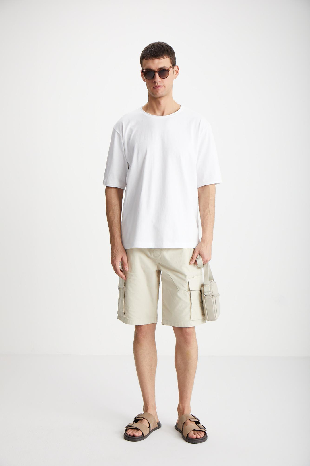 DAVINSONO  Relaxed Beyaz Tekli T-Shirt