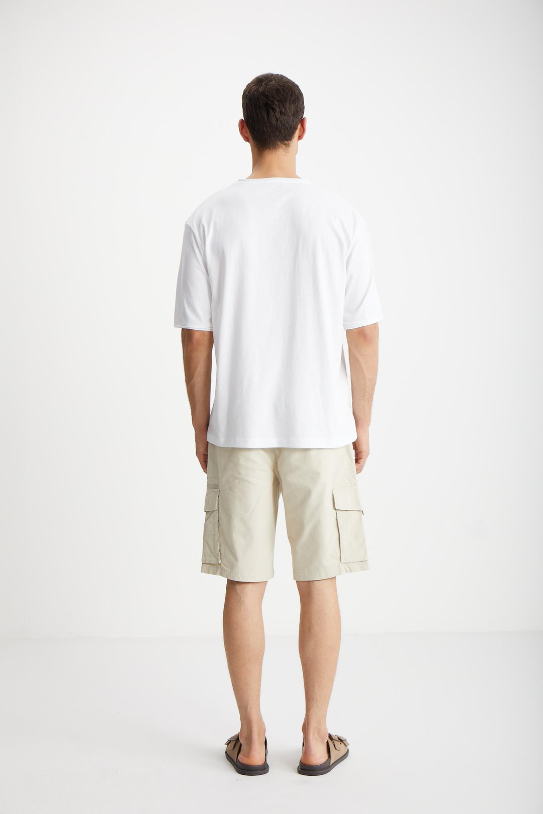 DAVINSONO  Relaxed Beyaz Tekli T-Shirt
