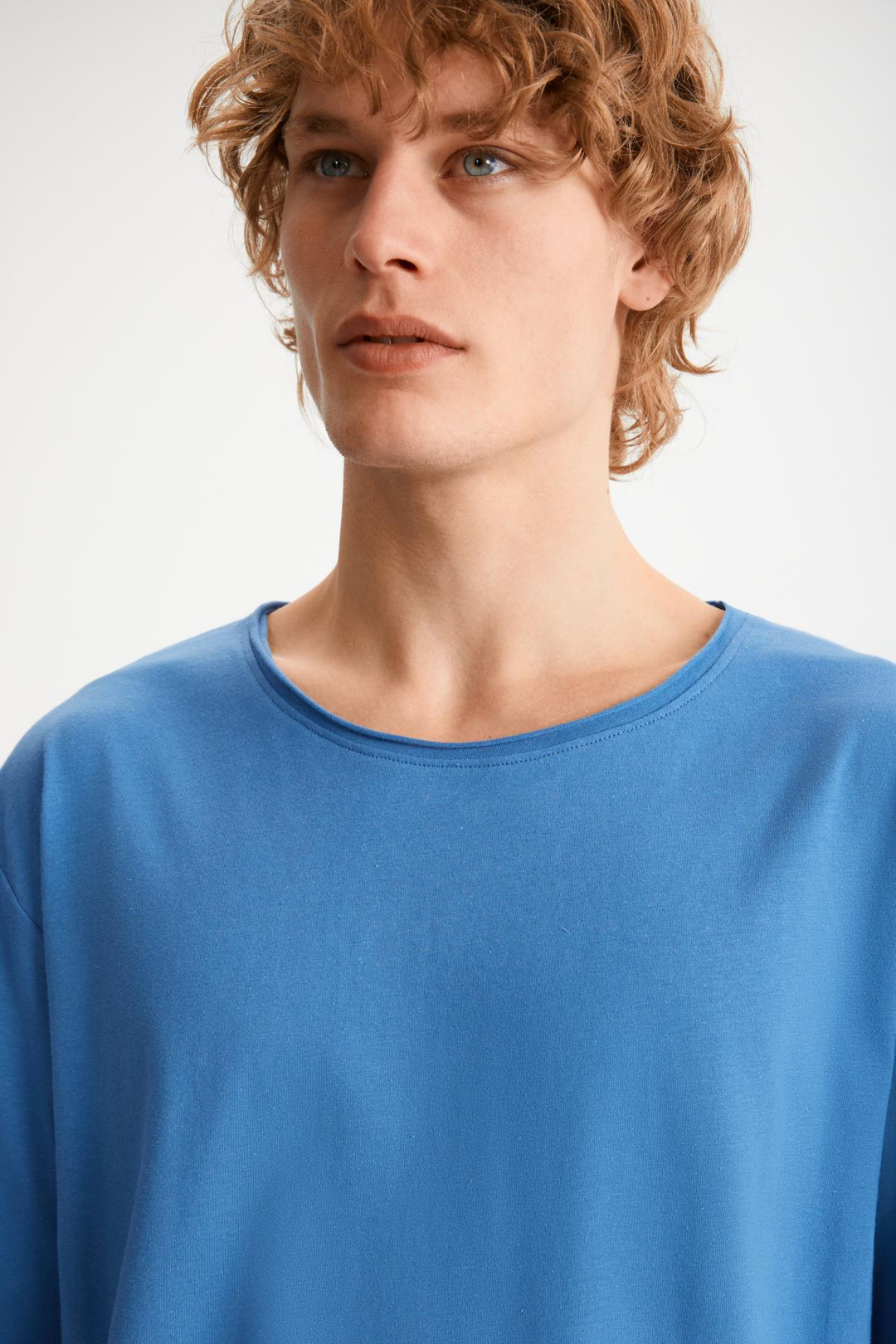 DAVINSONO  Relaxed Mavi Tekli T-Shirt
