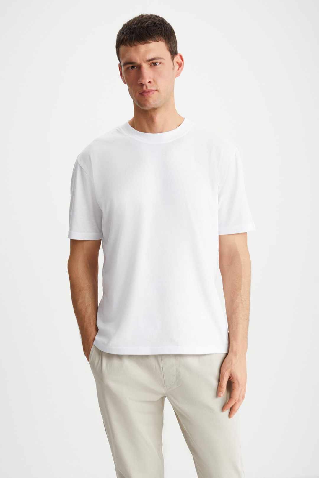 DAXTON Erkek %100 Pamuk 2'li Paket Kısa Kollu Regular Fit Baskılı Gri-Ekru T-Shirt