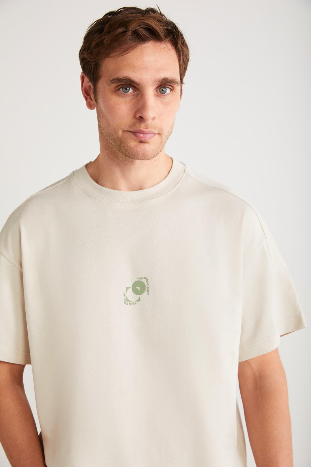 DENVER Basic Oversize Taş Rengi Tekli T-Shirt