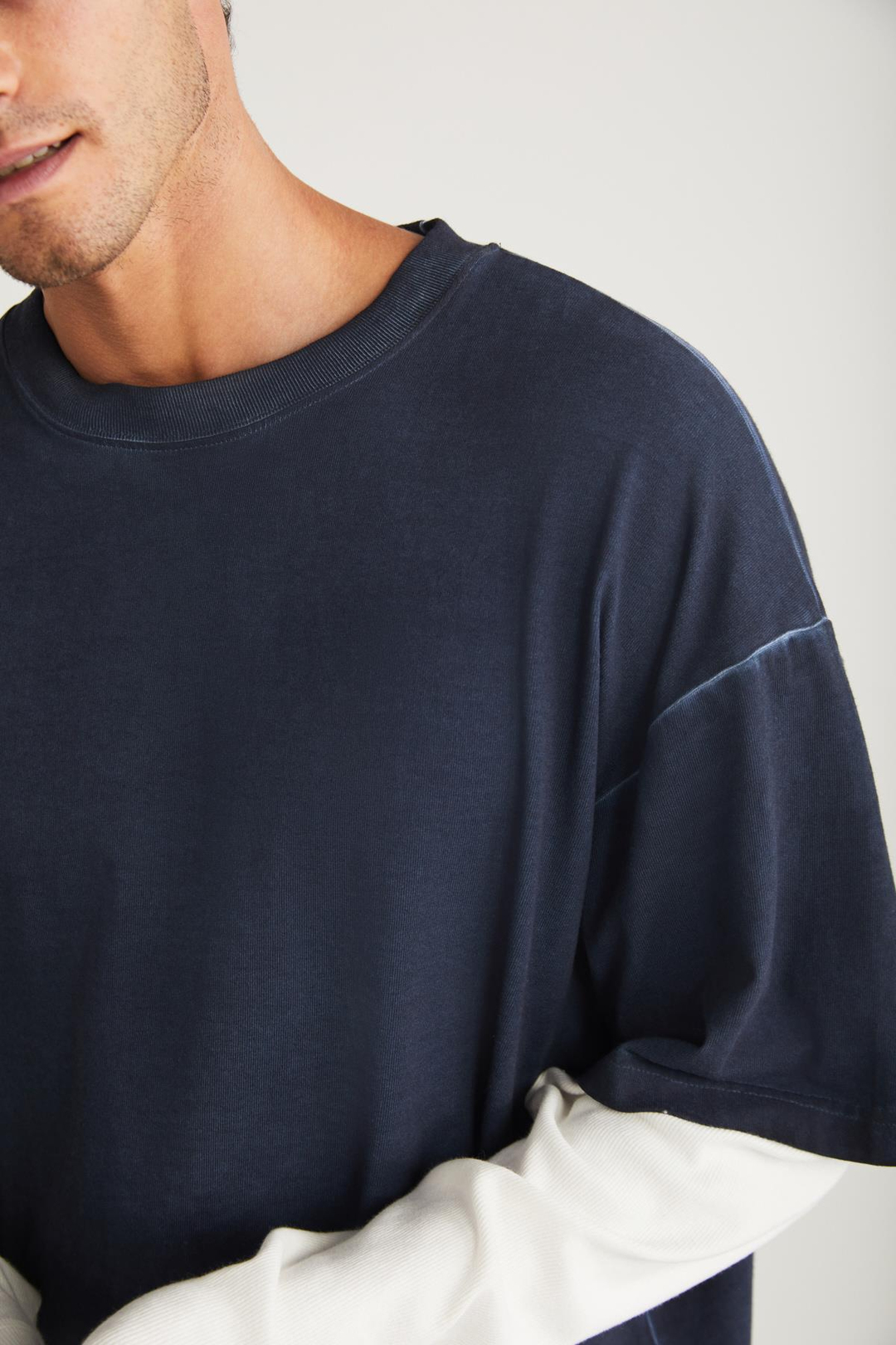 DENY Basic Oversize Lacivert Tekli T-Shirt