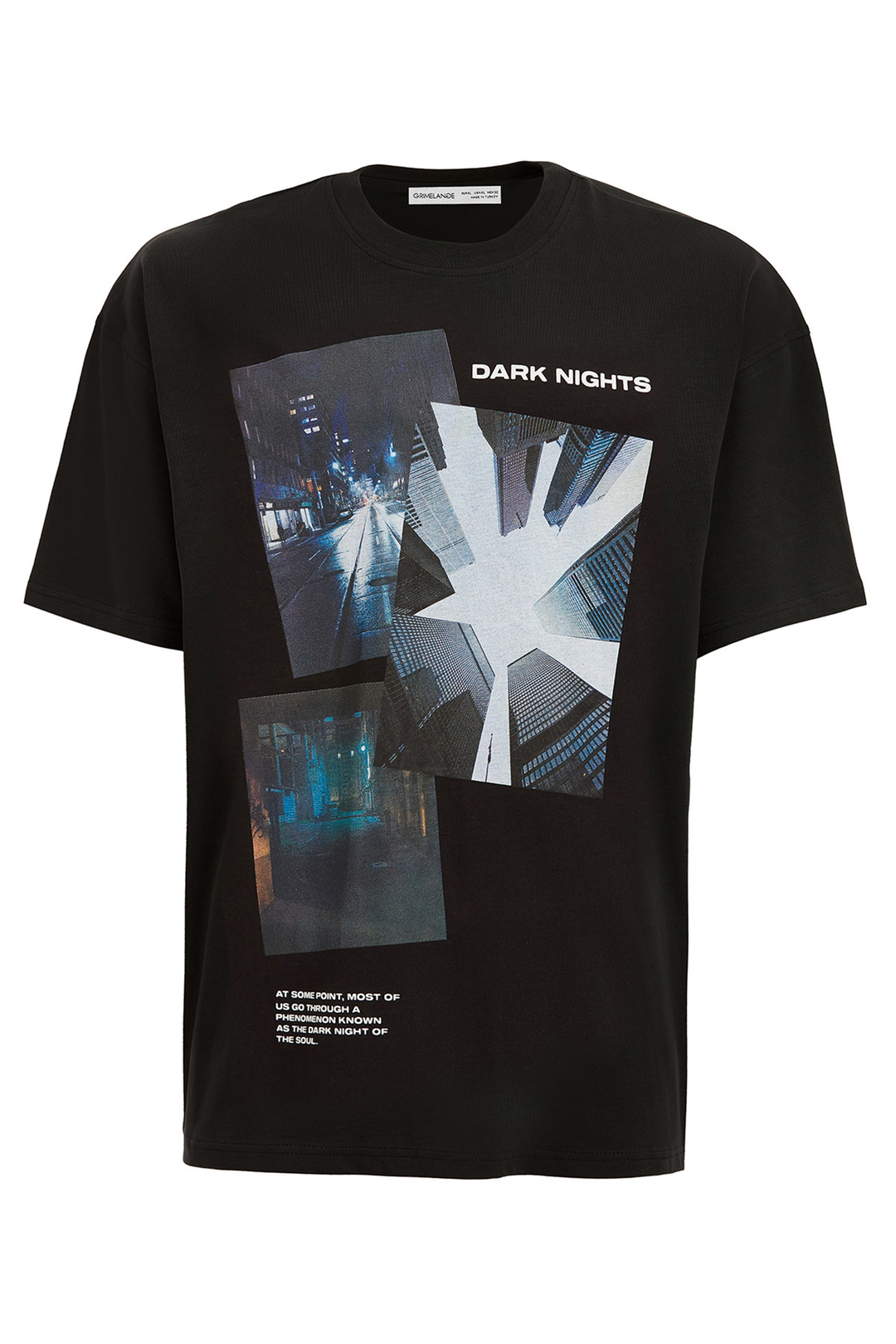 DEVO Erkek Siyah Baskılı Yuvarlak Yaka Oversize T-Shirt