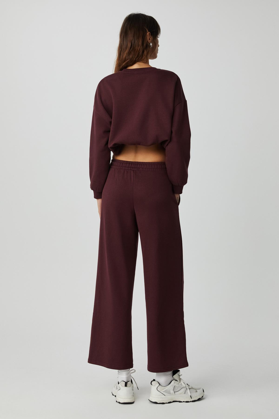 DEWANNA Kadın Uzun Kollu Crop Bordo Eşofman Takımı