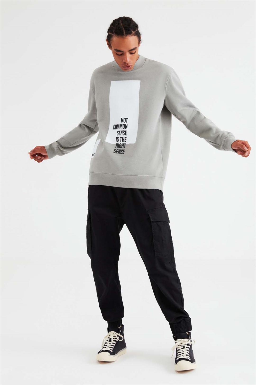 DIM Örme Comfort Fit Açık Gri  Sweatshirt
