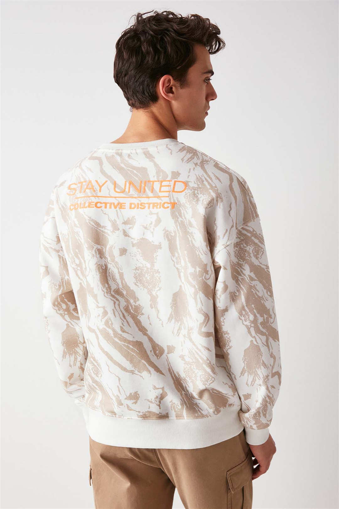 DISTRICT Örme Oversize Bej  Sweatshirt