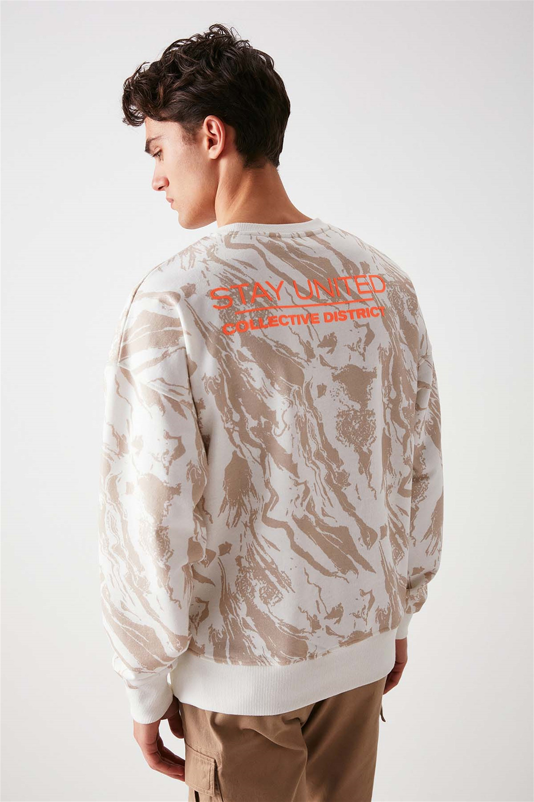 DISTRICT Örme Oversize Bej  Sweatshirt