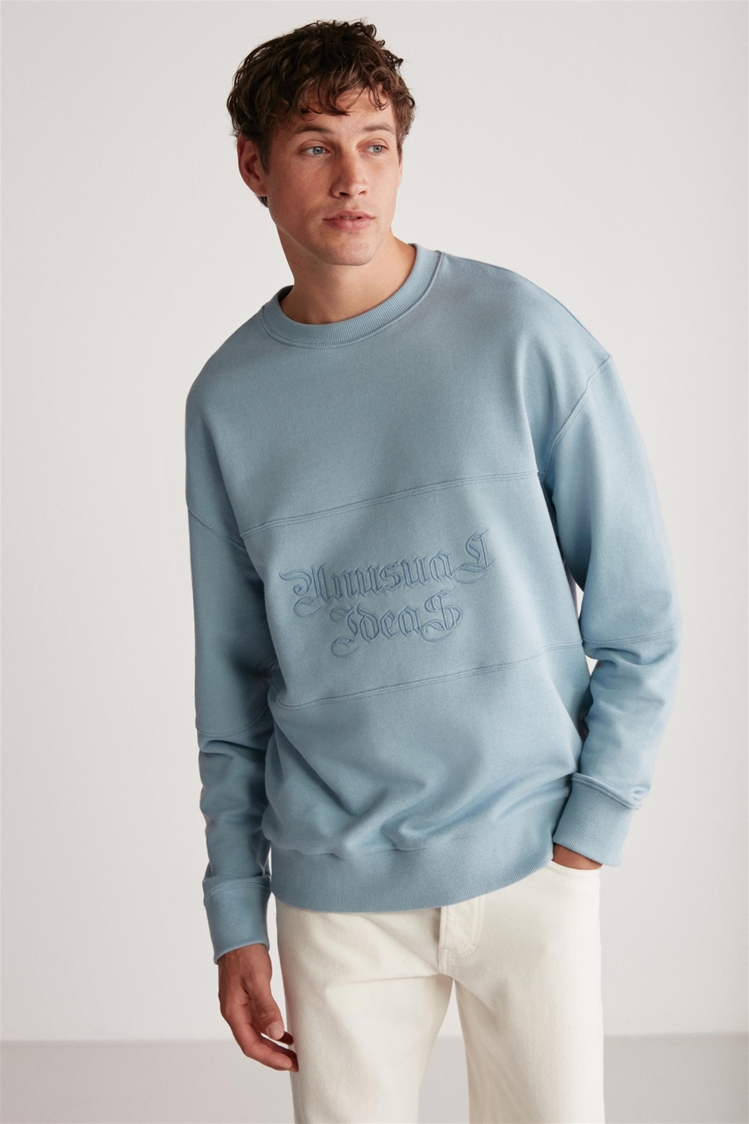 DRAGO Örme Regular Mavi Tekli Sweatshirt