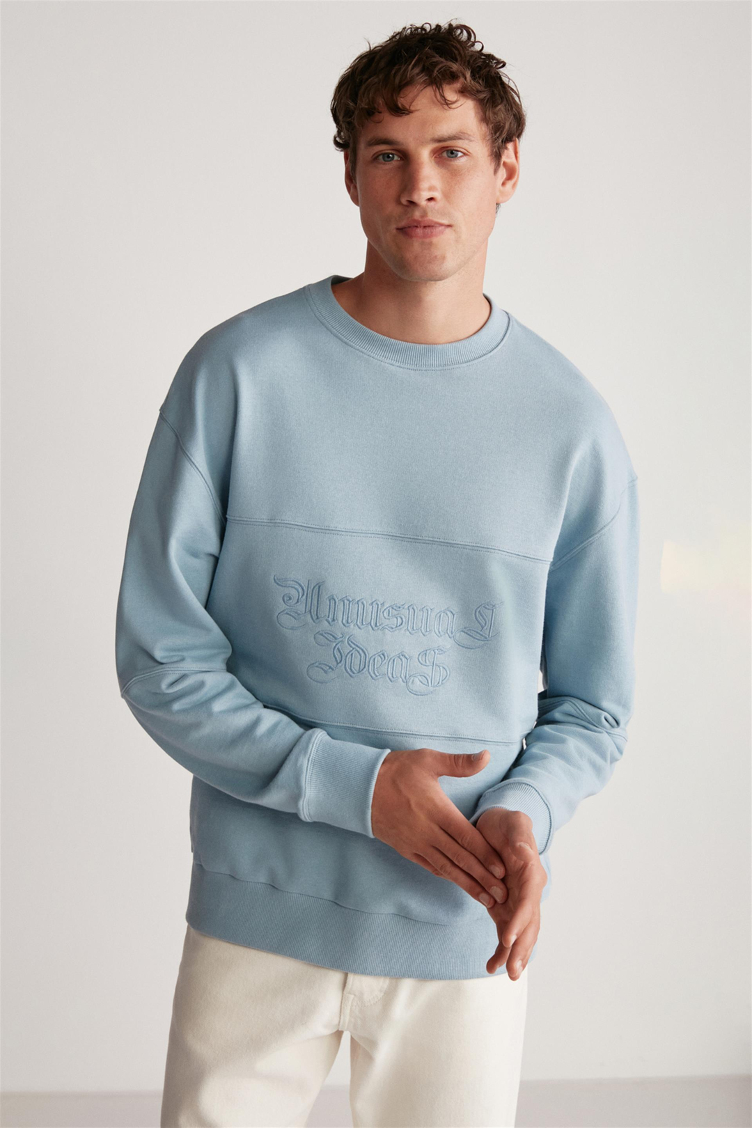 DRAGO Örme Regular Mavi Tekli Sweatshirt