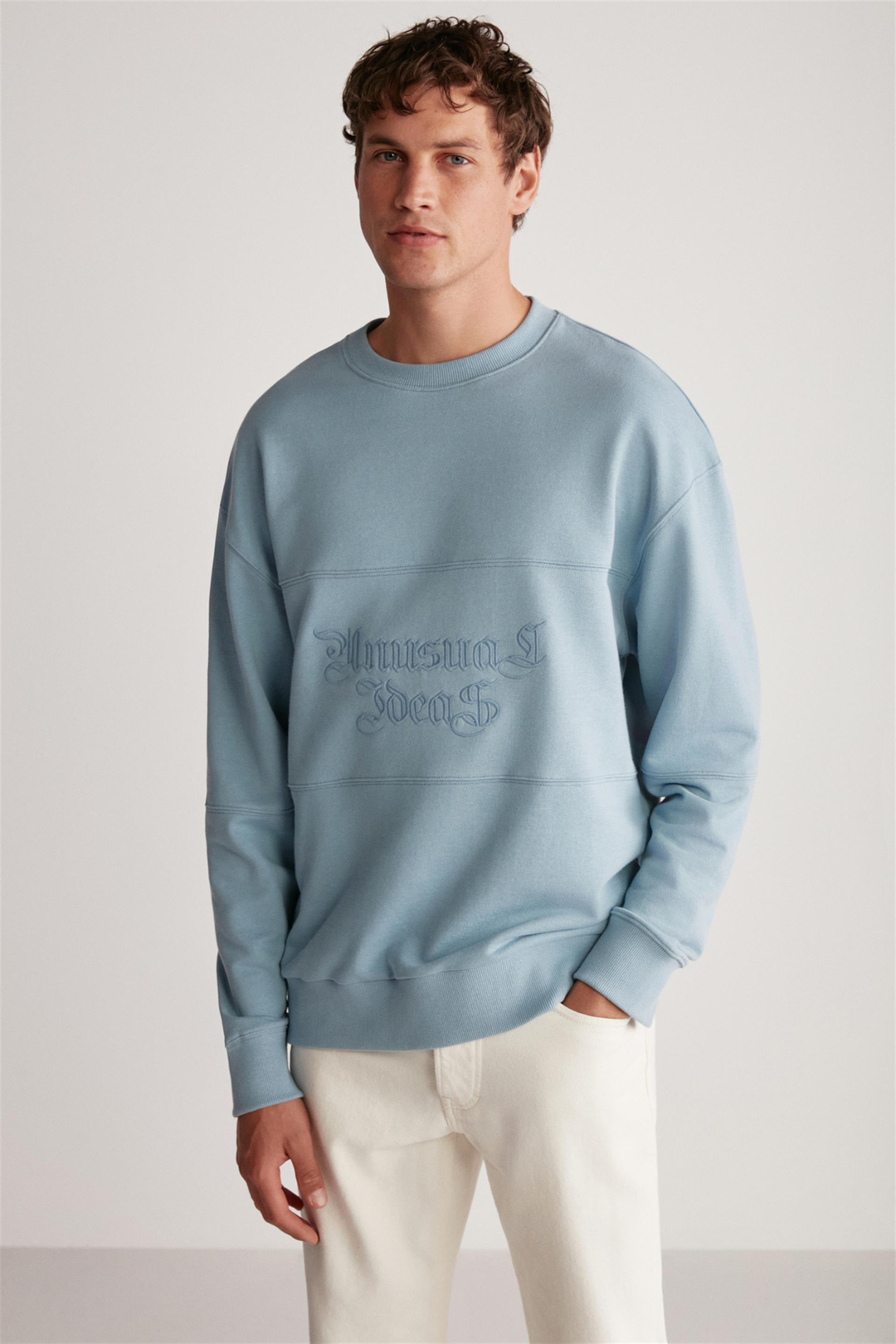 DRAGO Örme Regular Mavi Tekli Sweatshirt