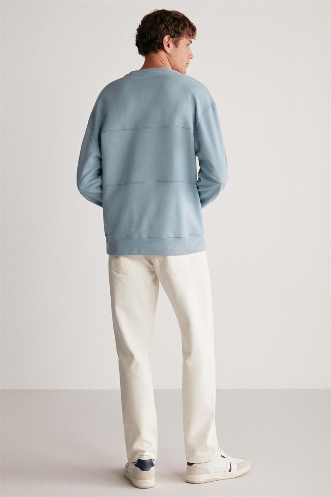 DRAGO Örme Regular Mavi Tekli Sweatshirt