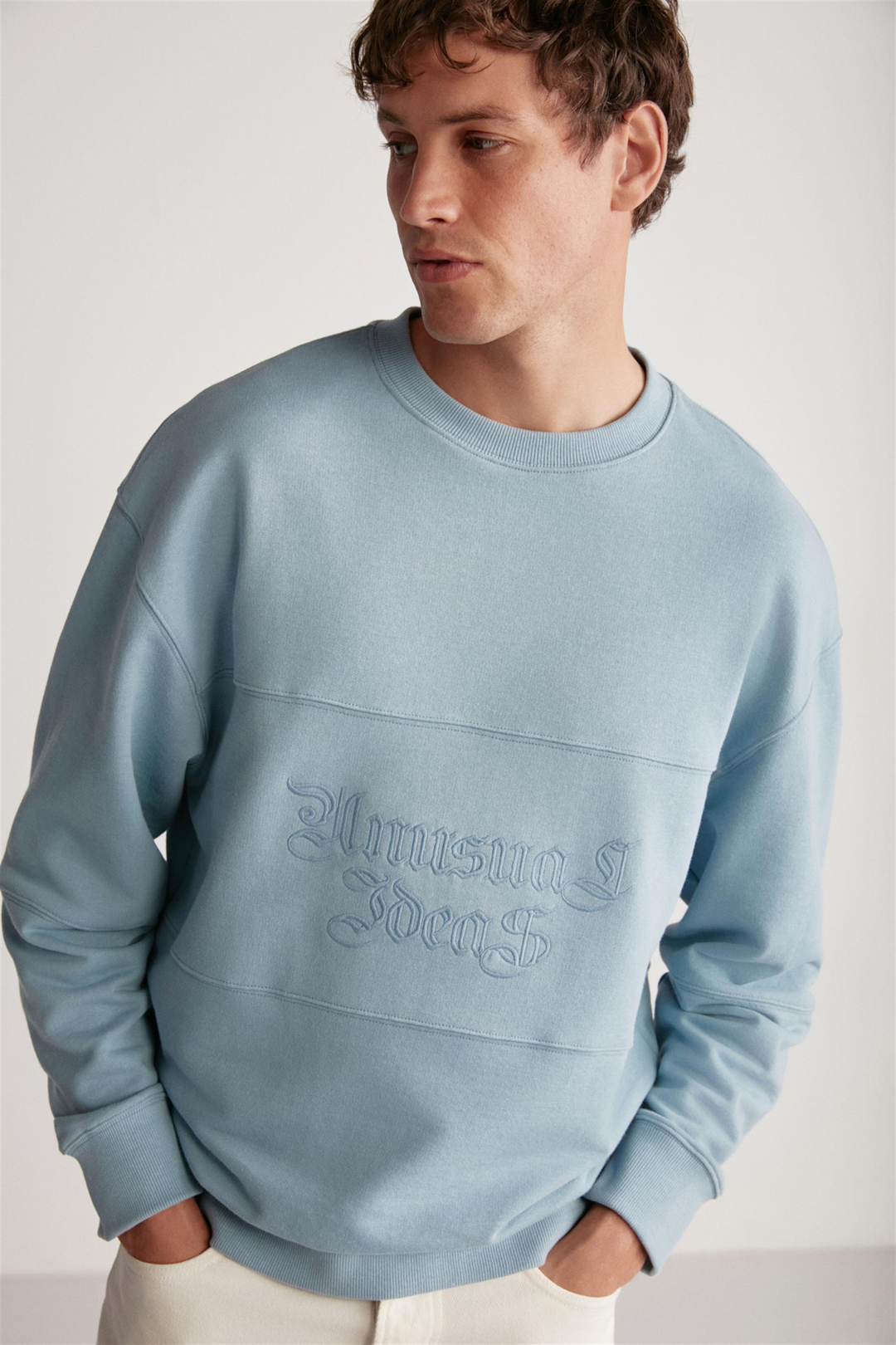 DRAGO Örme Regular Mavi Tekli Sweatshirt