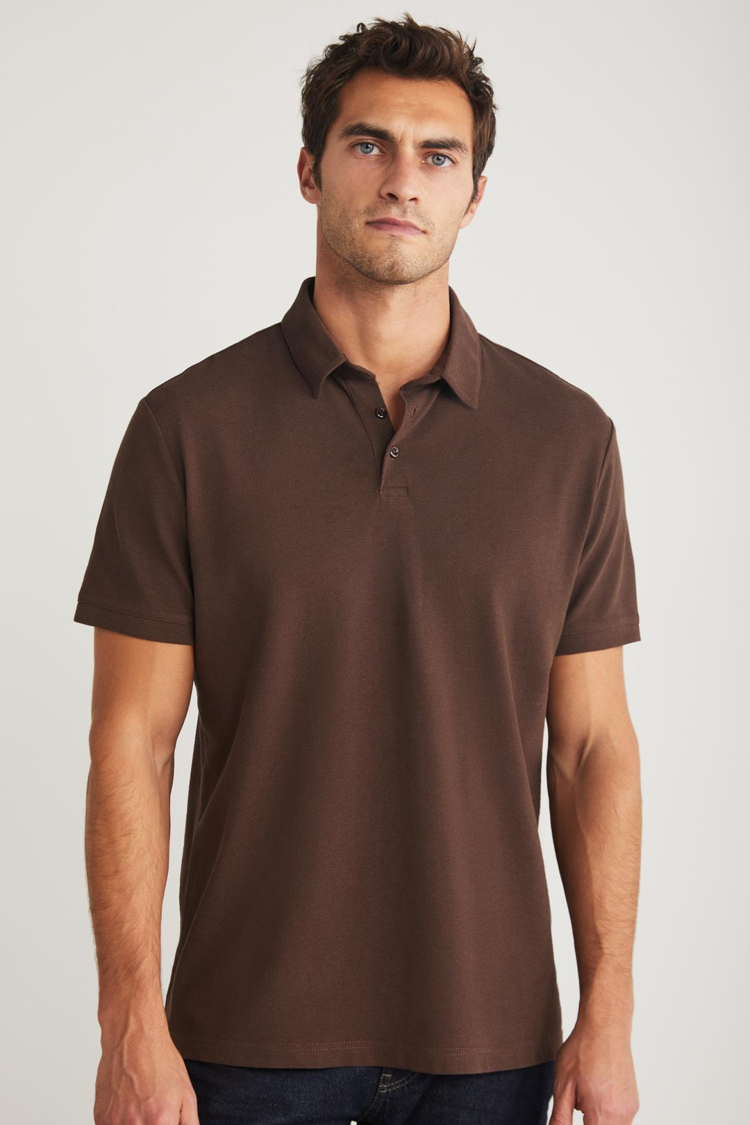 EDDIE  Relaxed Acı Kahve Tekli Polo Yaka T-shirt