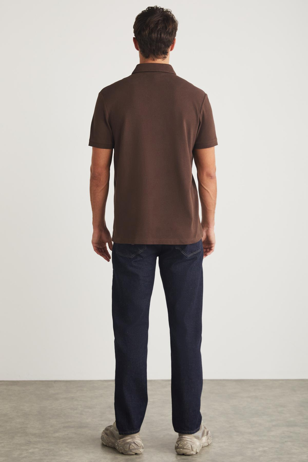 EDDIE  Relaxed Acı Kahve Tekli Polo Yaka T-shirt