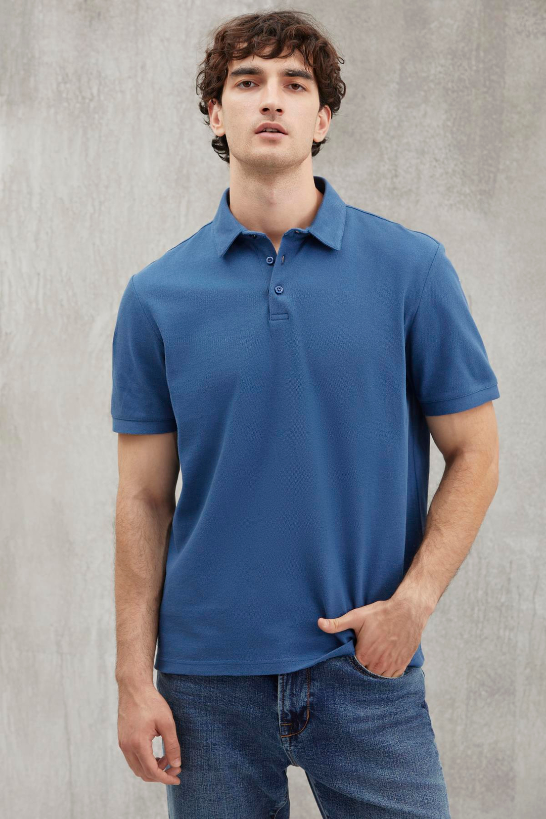 EDDIE  Relaxed İndigo Tekli Polo Yaka T-shirt