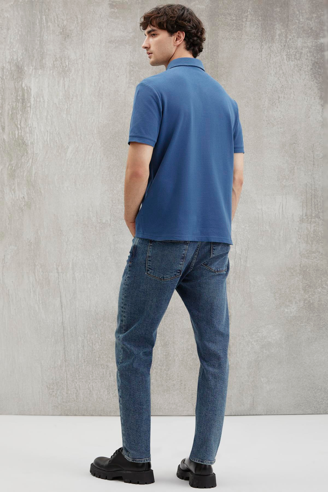 EDDIE  Relaxed İndigo Tekli Polo Yaka T-shirt