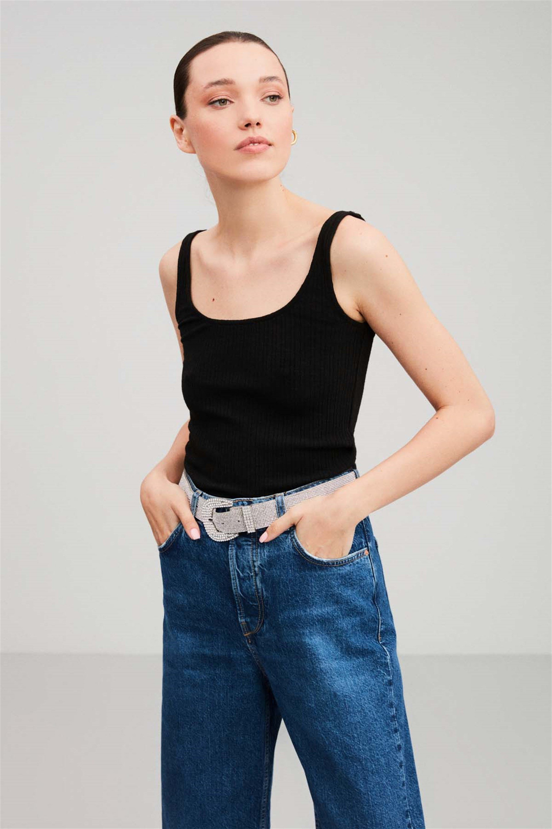 ELENA Örme Fitted Siyah  Atlet