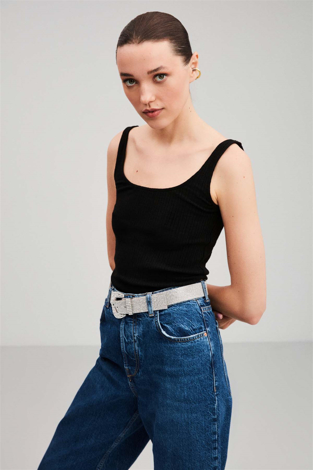 ELENA Örme Fitted Siyah  Atlet