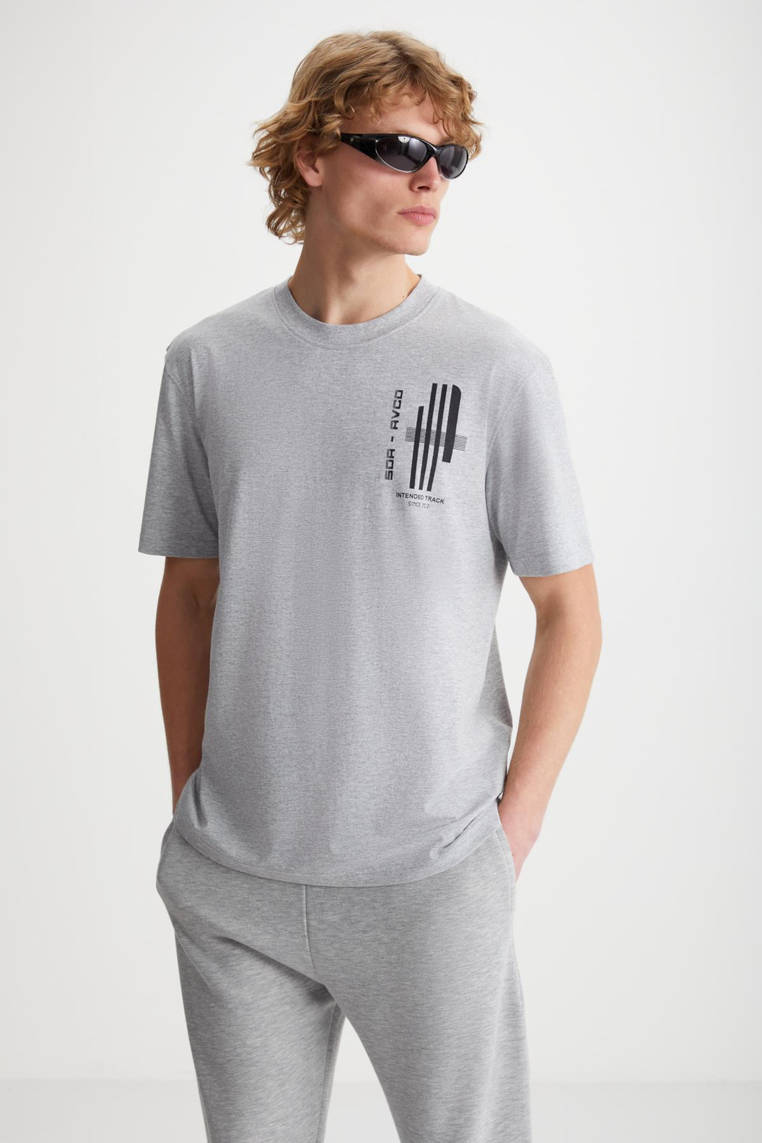 ELIJAH Baskılı Bisiklet Yaka %100 Pamuk Grimelanj T-Shirt