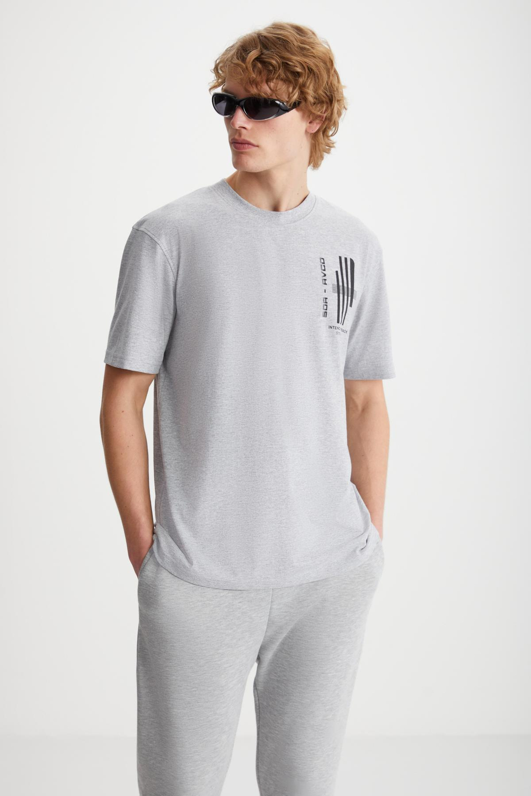 ELIJAH Baskılı Bisiklet Yaka %100 Pamuk Grimelanj T-Shirt