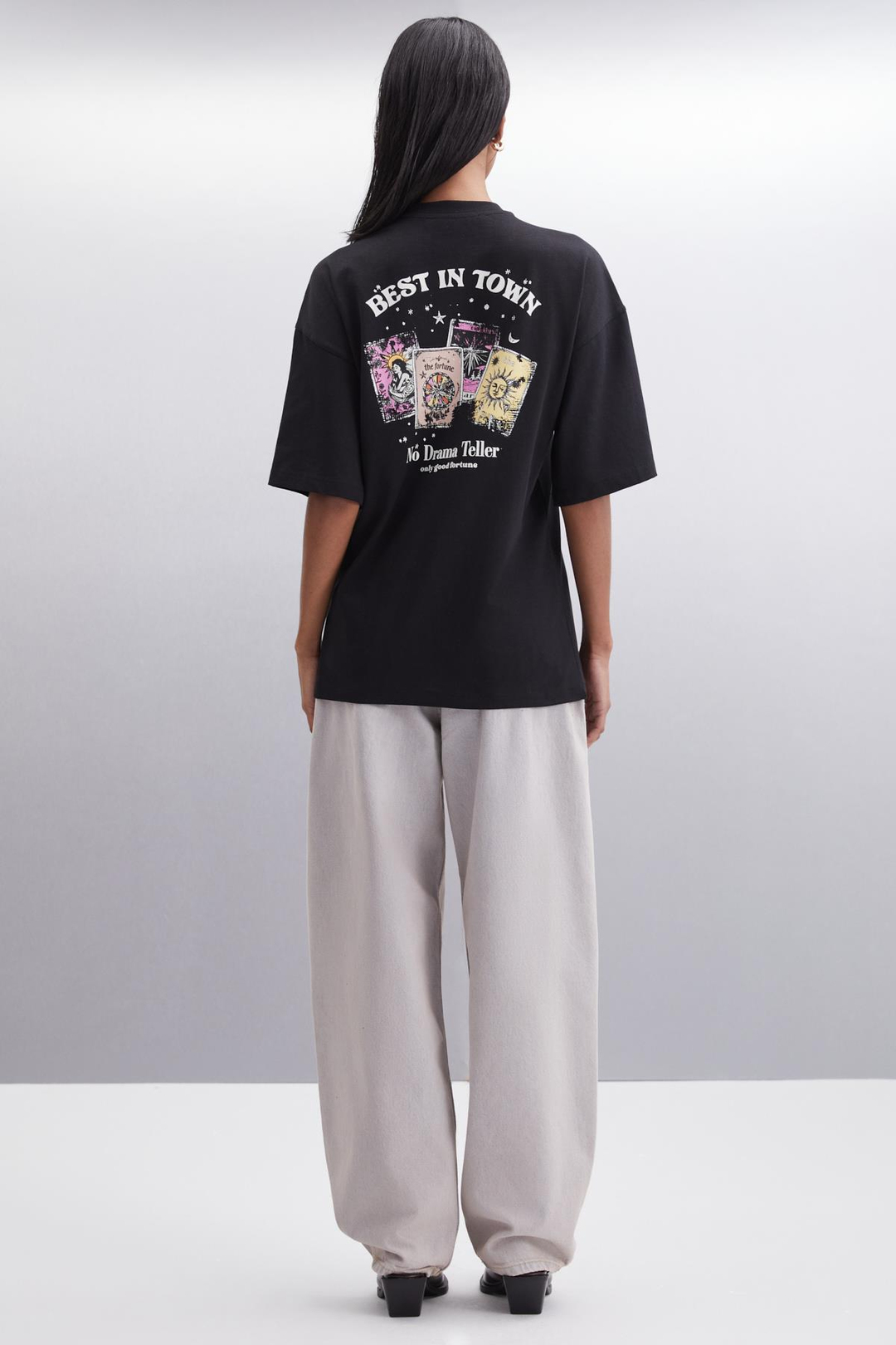 ENYA  Oversize Siyah Tekli T-Shirt