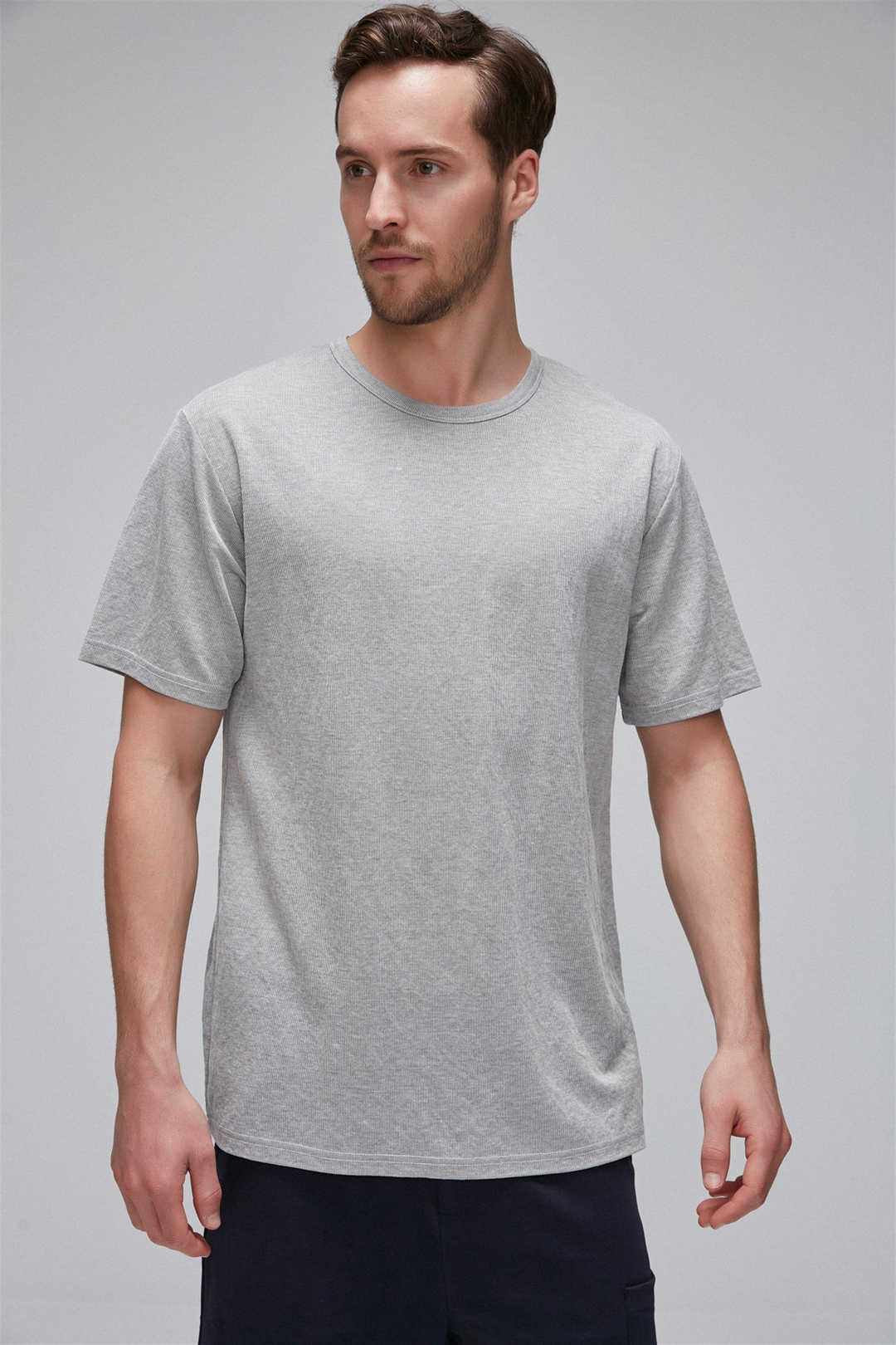 EVAN Erkek Taş Rengi Düz Renk Yuvarlak Yaka Comfort Fit T-Shirt
