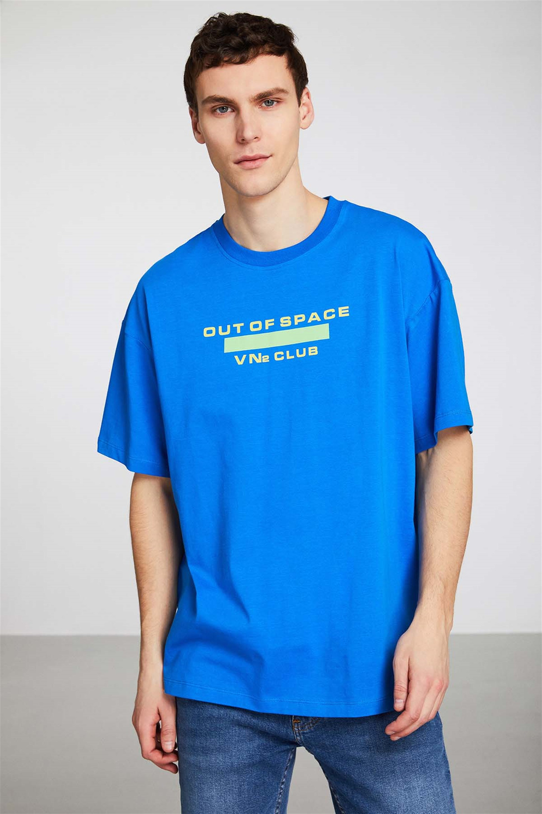 EXPLORE Örme Oversize Mavi  T-Shirt