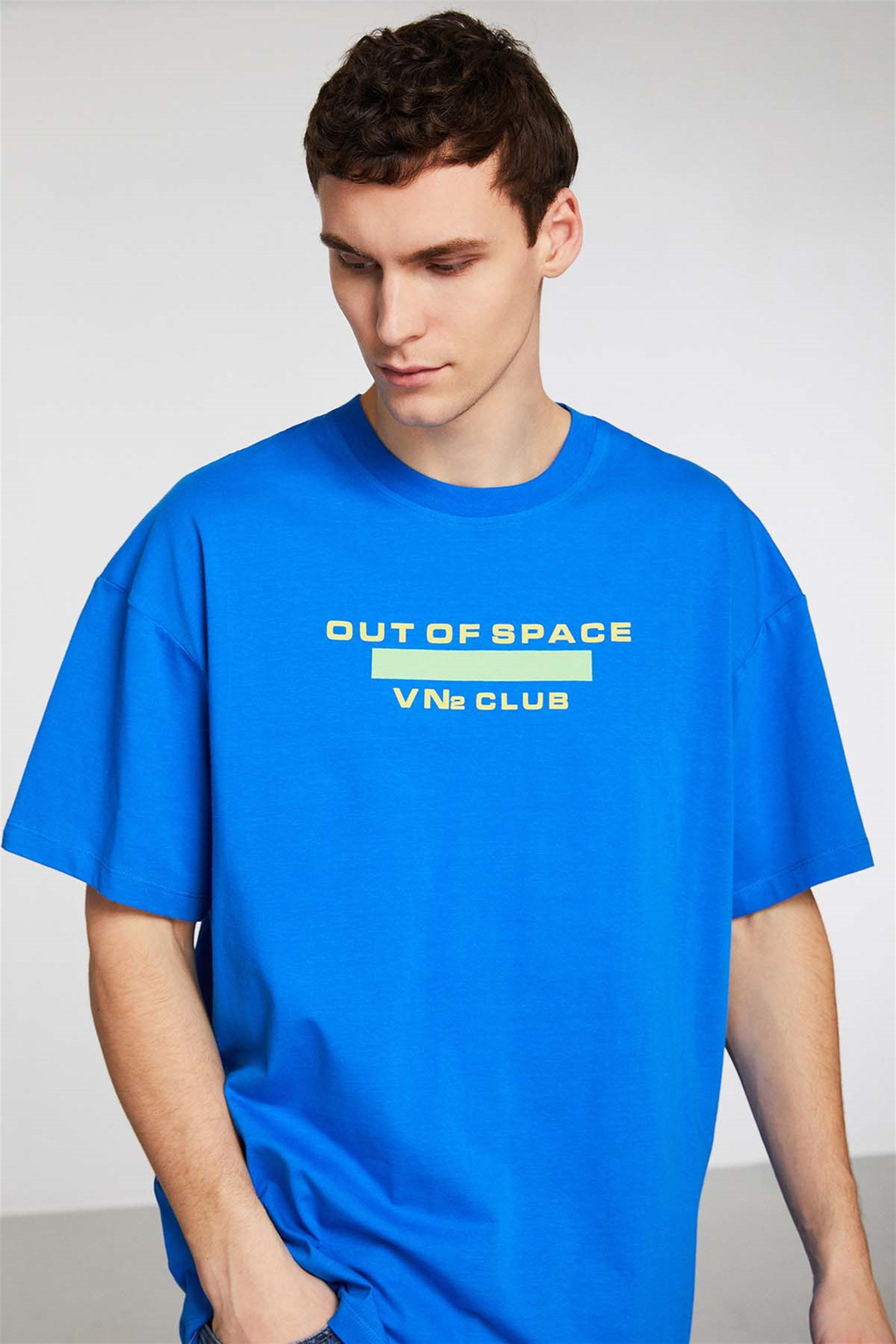 EXPLORE Örme Oversize Mavi  T-Shirt
