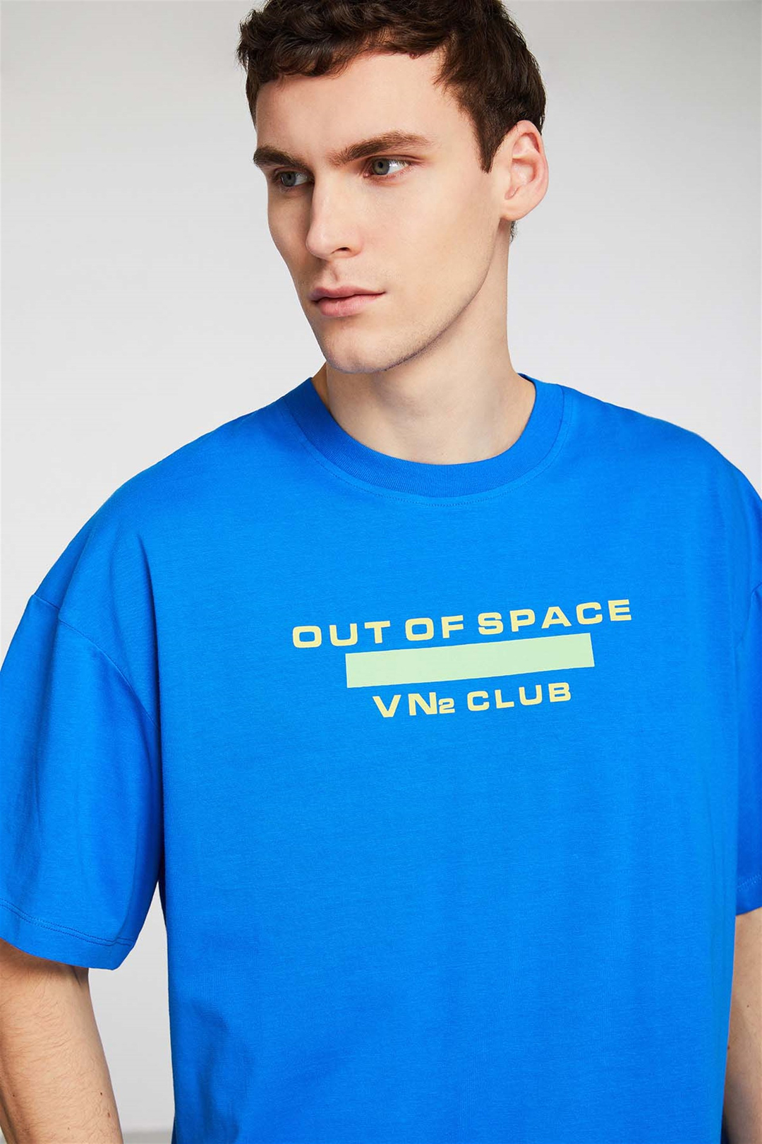 EXPLORE Örme Oversize Mavi  T-Shirt