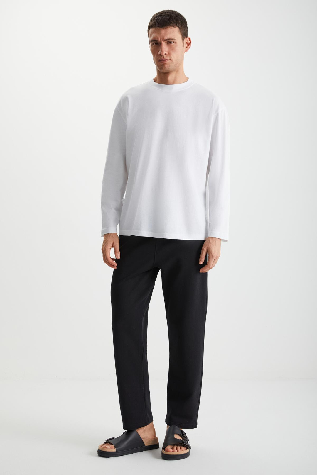 EZRA  Oversize Beyaz Tekli T-Shirt