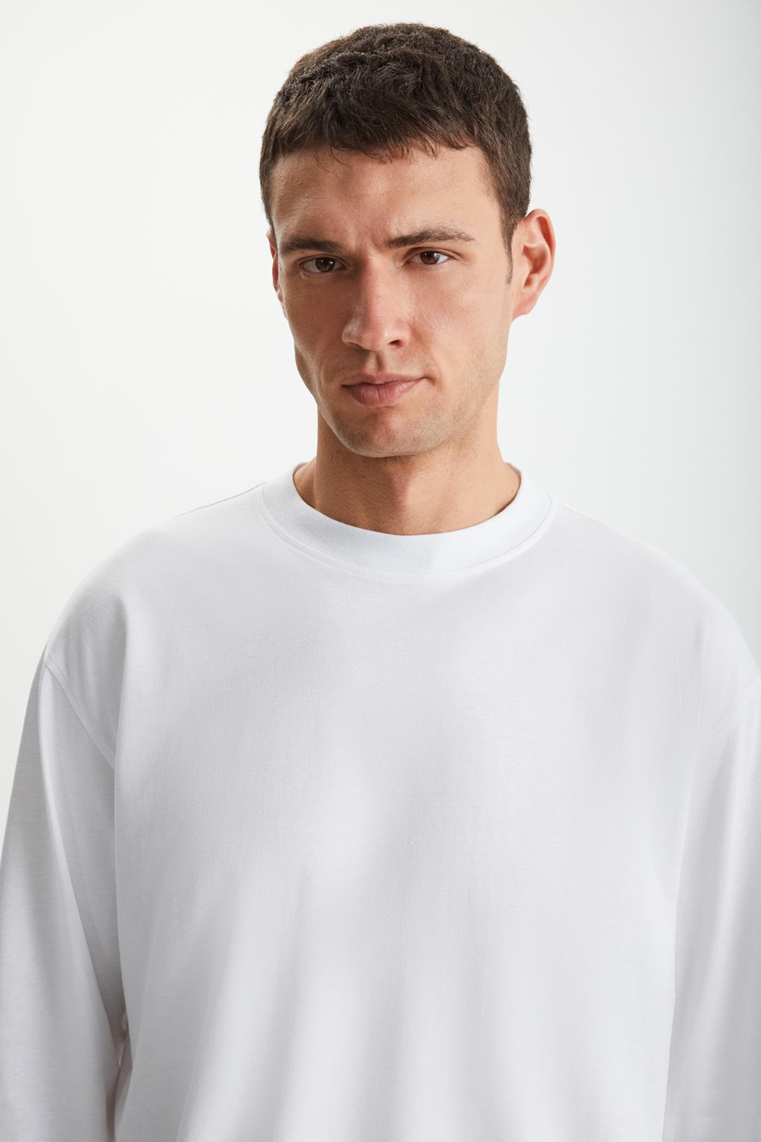 EZRA  Oversize Beyaz Tekli T-Shirt