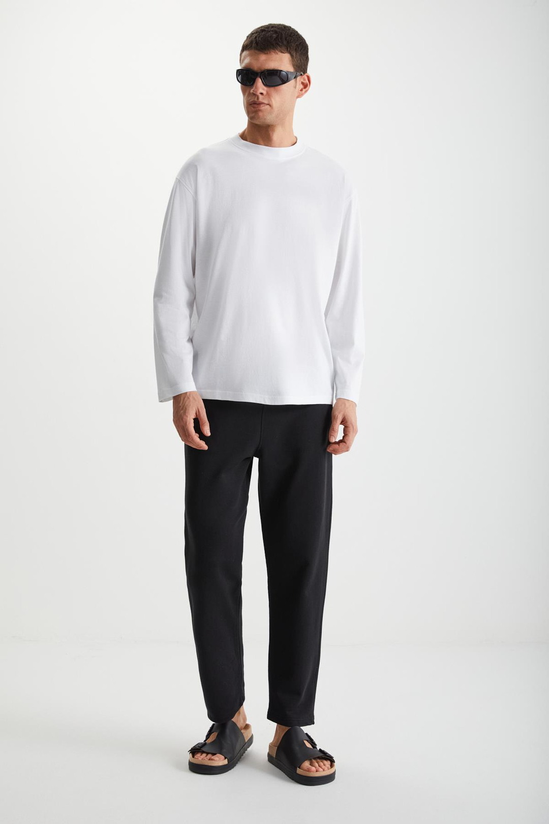 EZRA  Oversize Beyaz Tekli T-Shirt