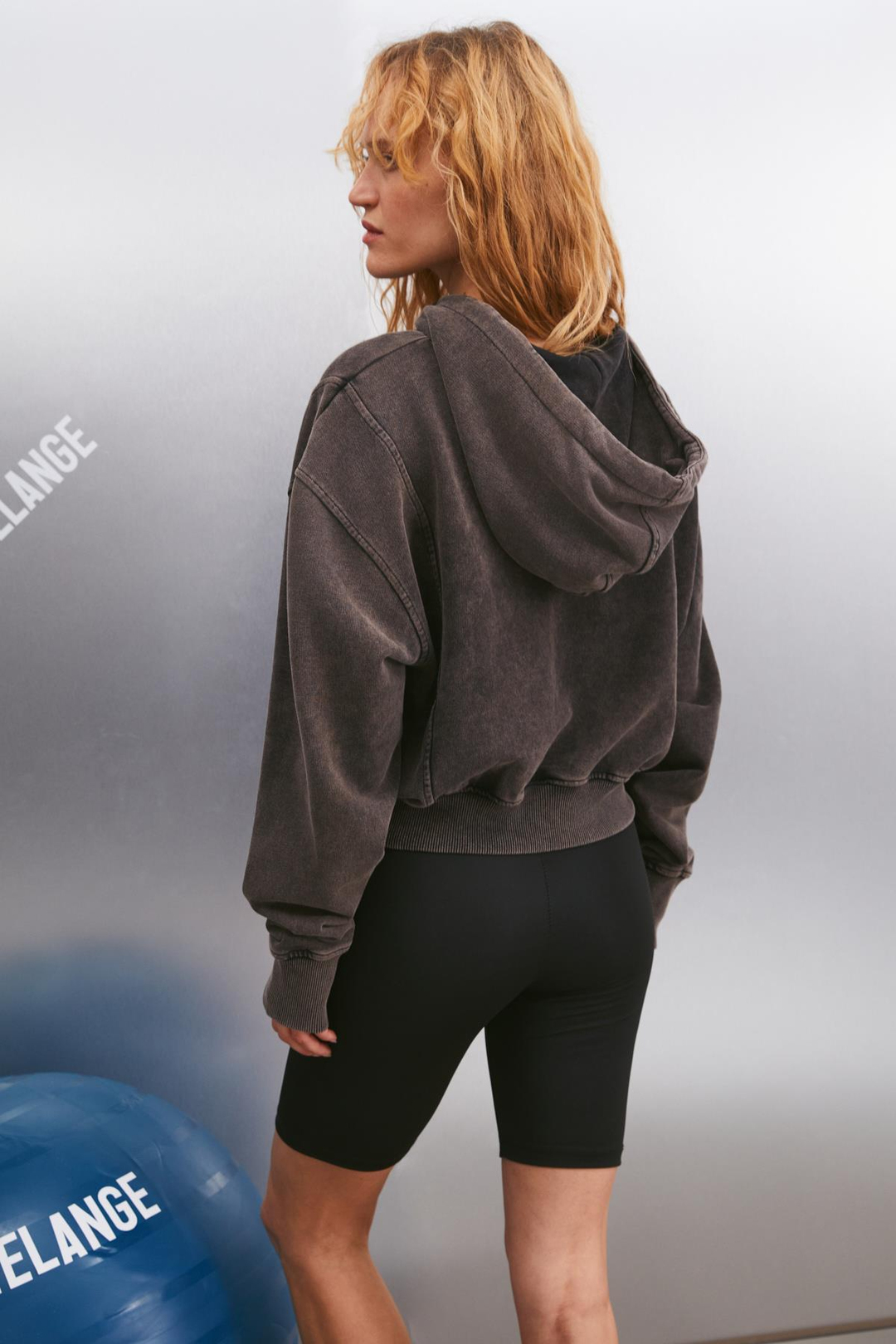 FANNIE Kadın Yıkama Efektli Oversize 3 İplik Örme Organik Pamuk Kapüşonlu Siyah Sweatshirt