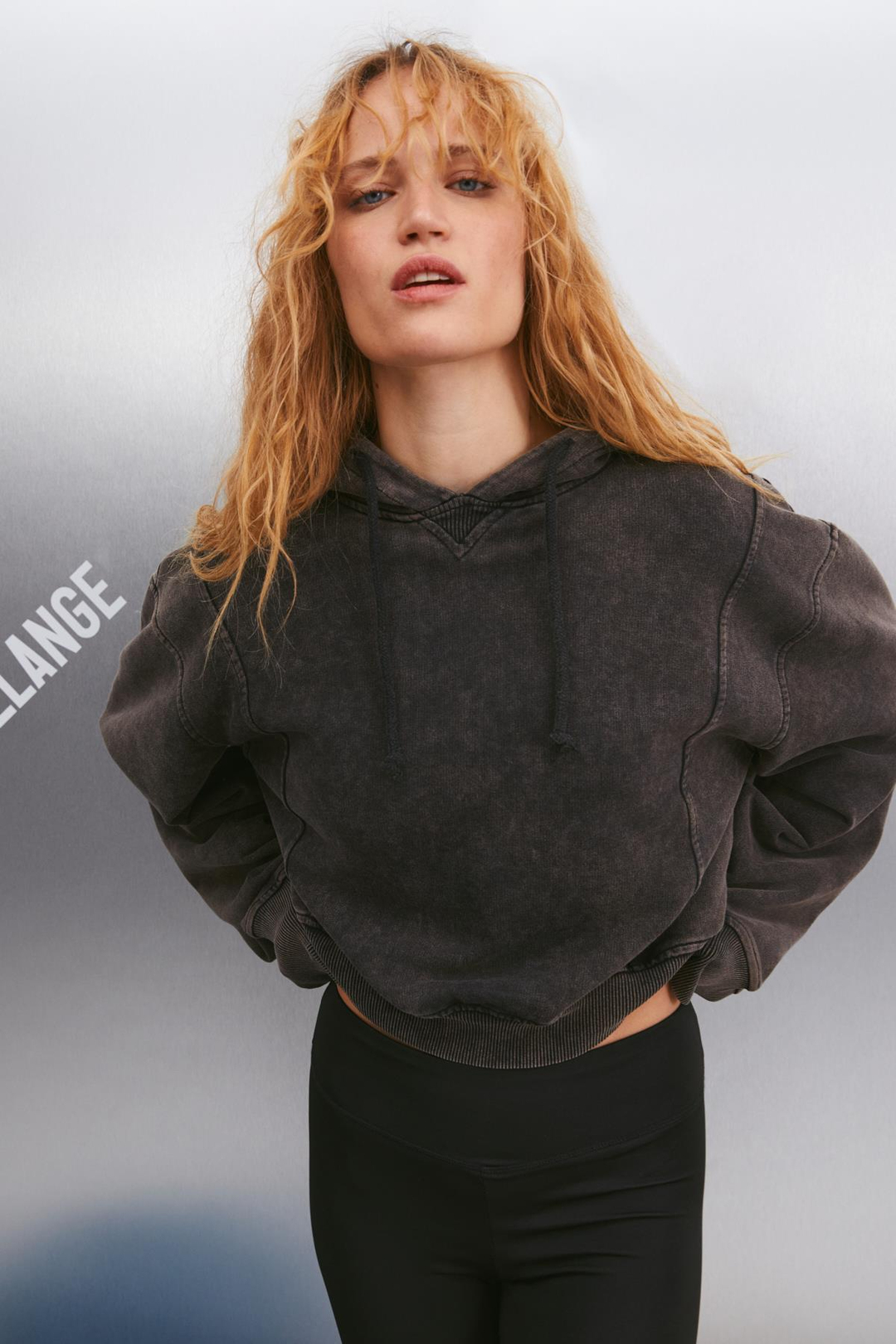 FANNIE Kadın Yıkama Efektli Oversize 3 İplik Örme Organik Pamuk Kapüşonlu Siyah Sweatshirt