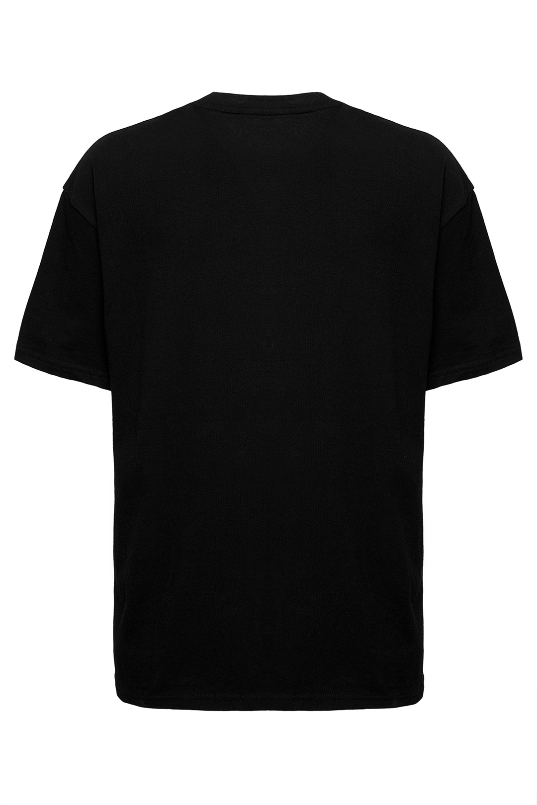 FANTASY Erkek Siyah Baskılı Yuvarlak Yaka Oversize T-Shirt