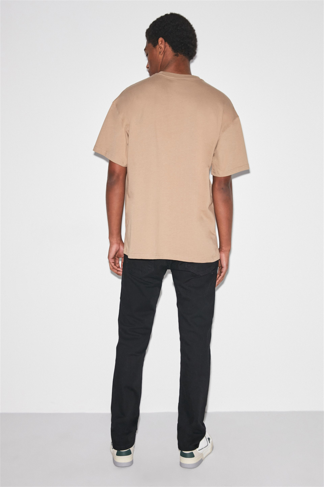 FAROUT Erkek Bej Baskılı Yuvarlak Yaka Oversize T-Shirt