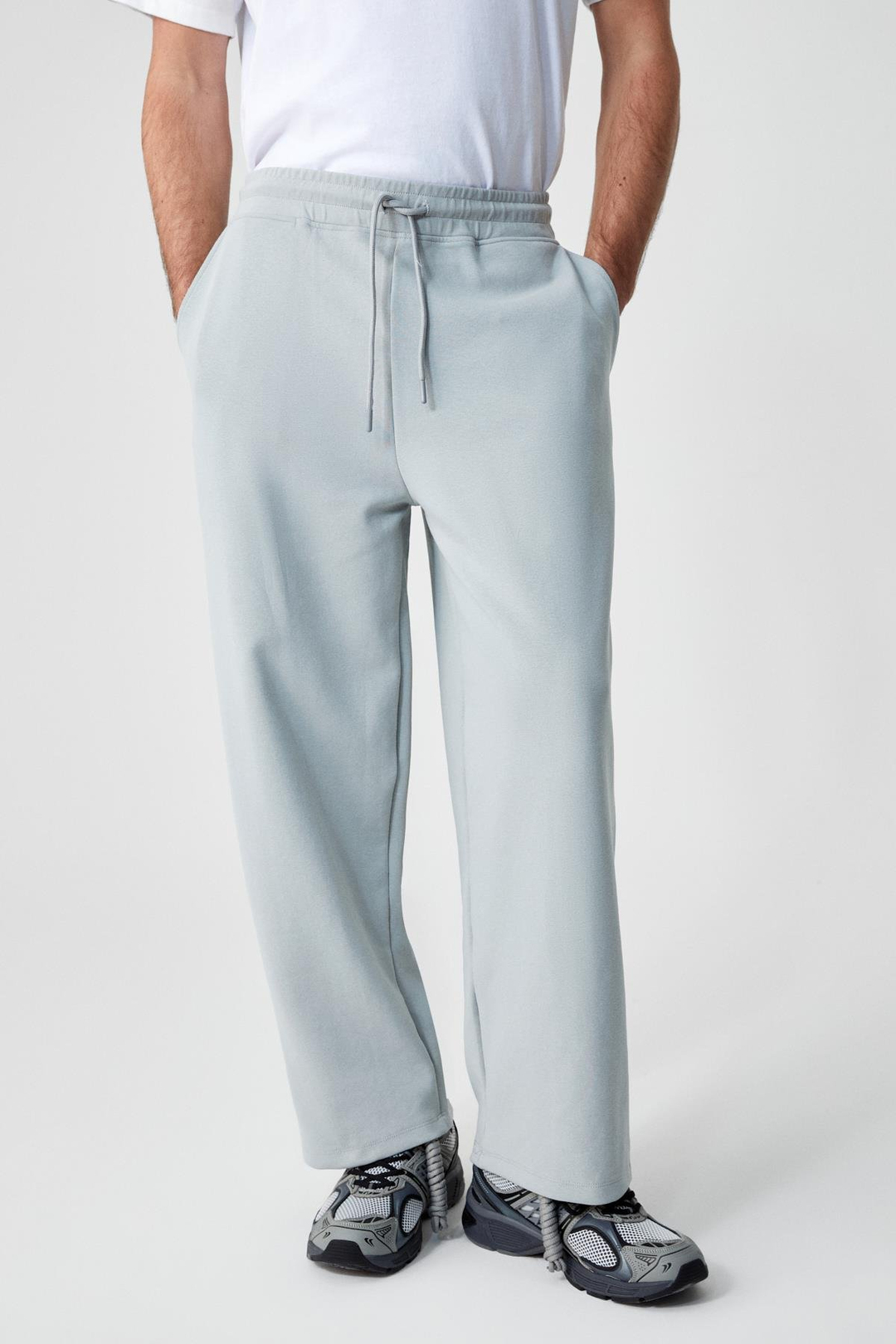 FAUST Erkek Dik Yaka Oversize Uzun Kol Fermuarlı Beli Lastikli Gri Eşofman Takımı