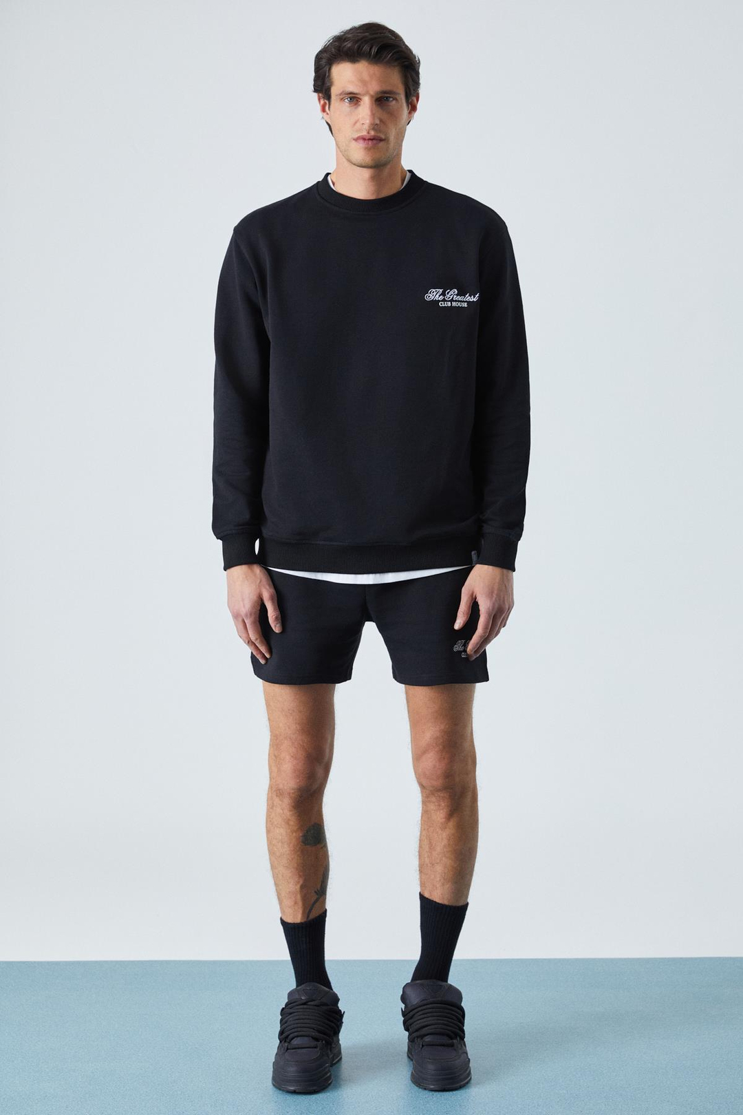 FEDERER Erkek Uzun Kollu Regular Bisiklet Yaka Siyah Alt-Üst Takım