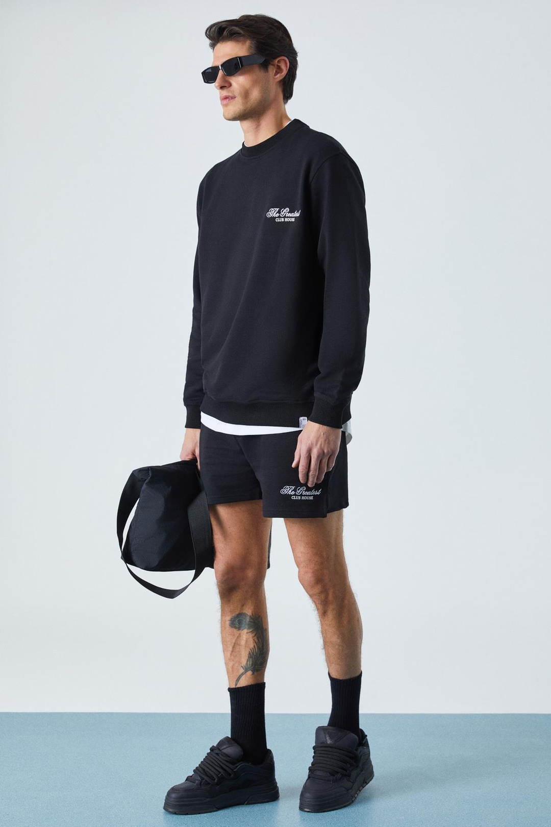 FEDERER Erkek Uzun Kollu Regular Bisiklet Yaka Siyah Alt-Üst Takım