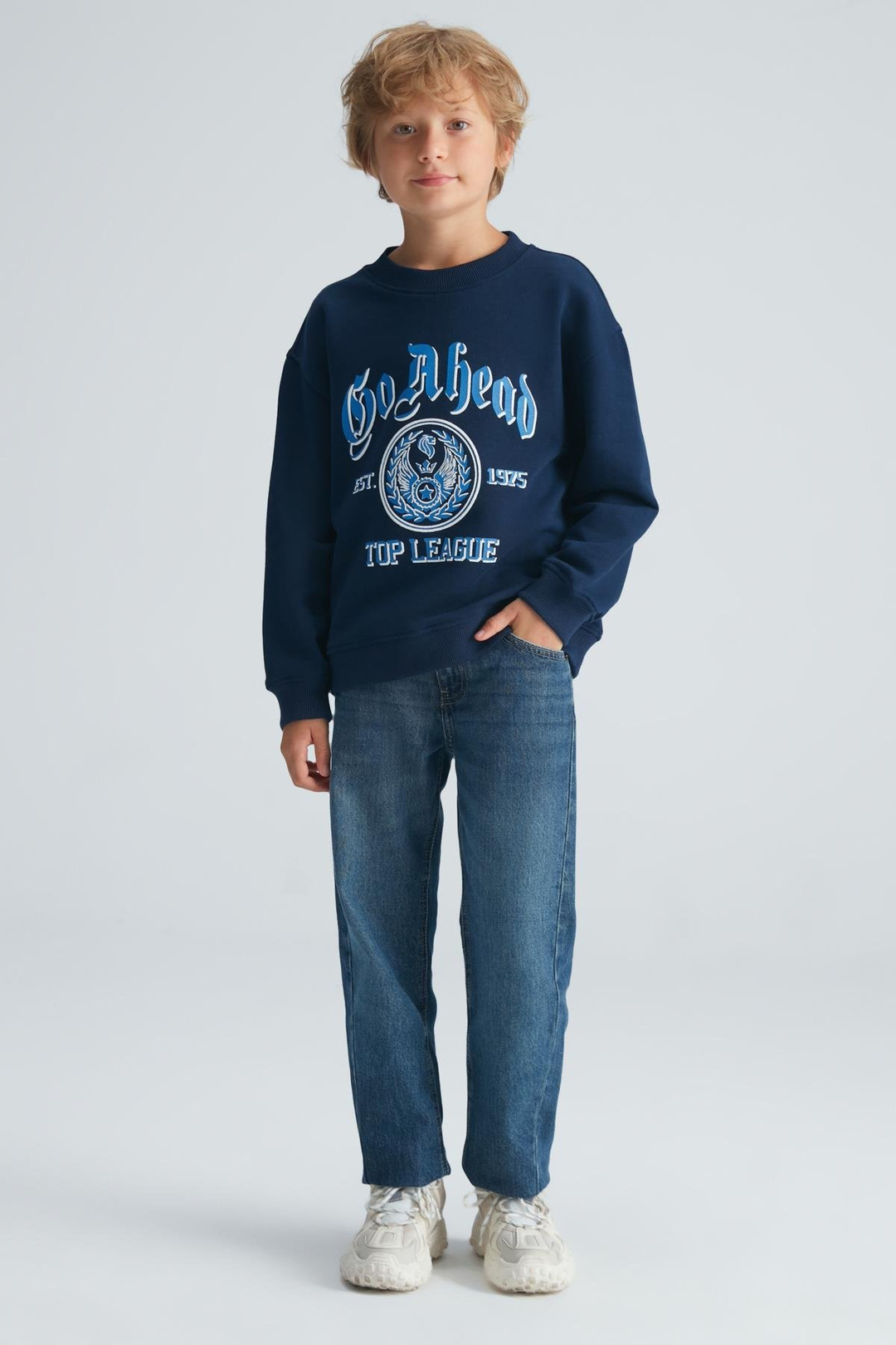 FERNEY Erkek Çocuk Pamuk-Polyester Navy Sweatshirt