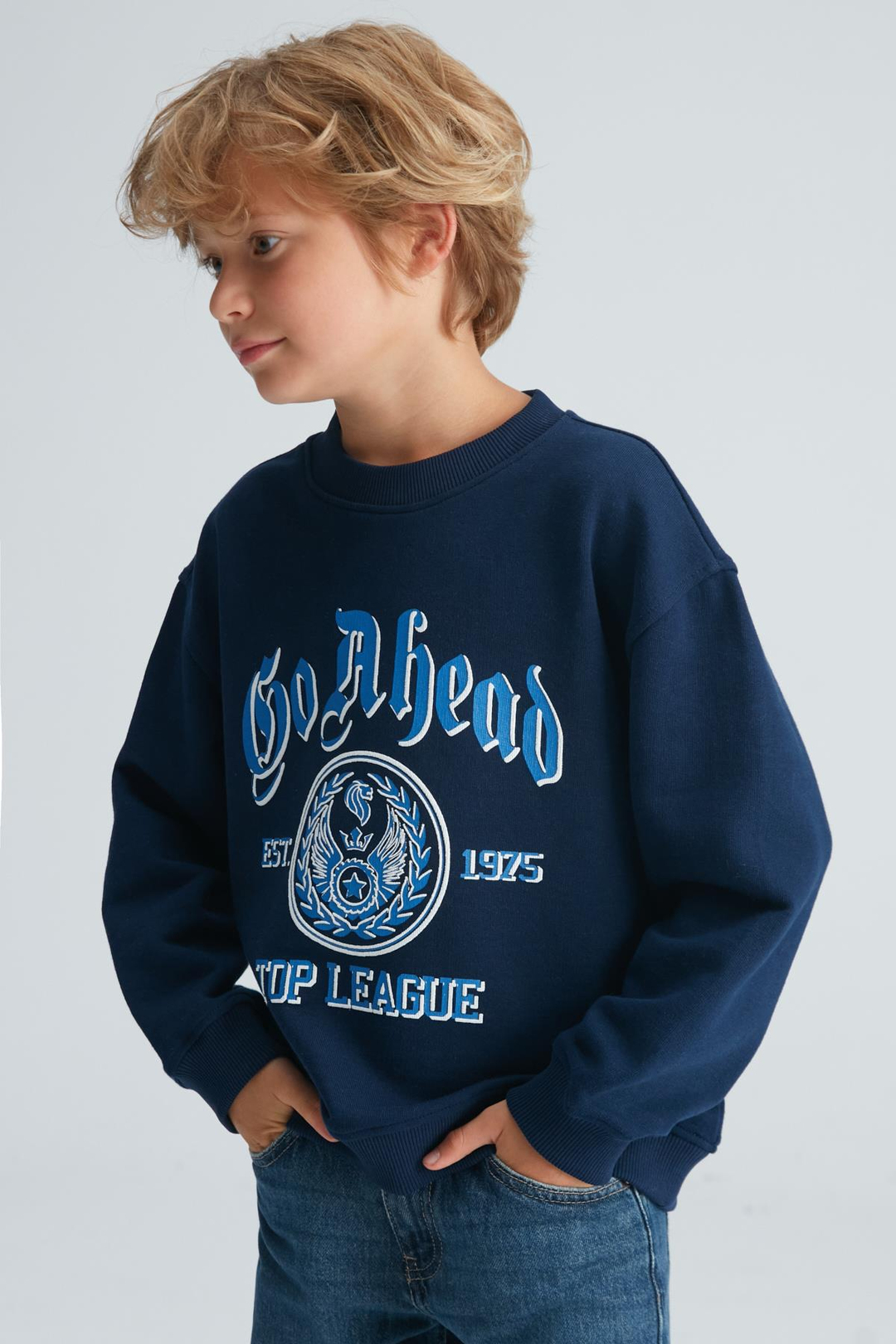 FERNEY Erkek Çocuk Pamuk-Polyester Navy Sweatshirt