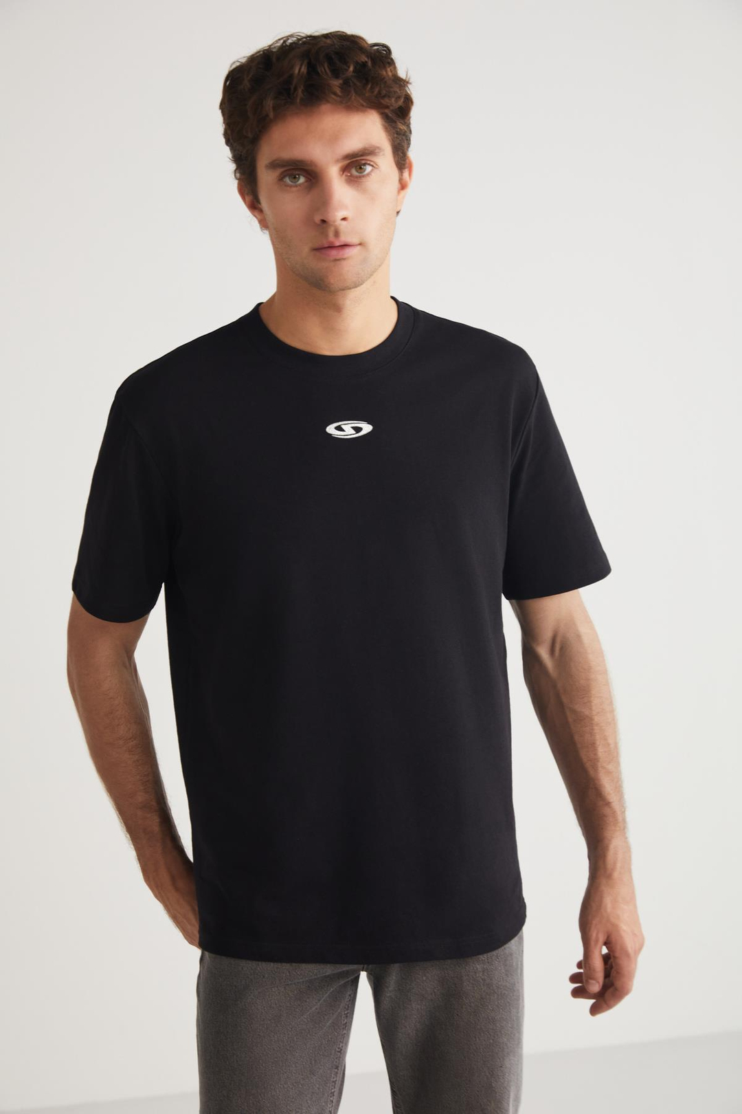 FERRAN Basic Regular Siyah Tekli T-Shirt