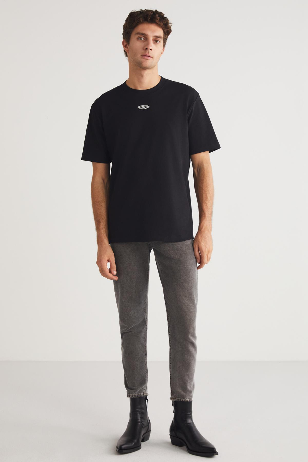 FERRAN Basic Regular Siyah Tekli T-Shirt