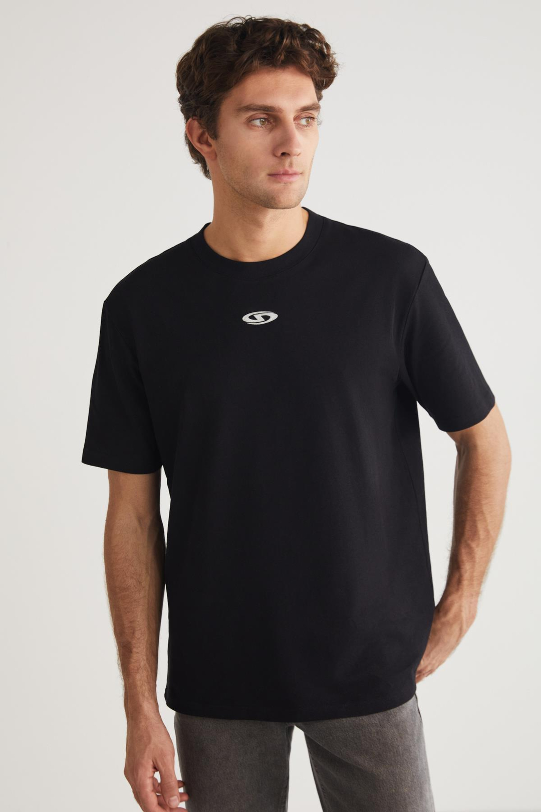FERRAN Basic Regular Siyah Tekli T-Shirt
