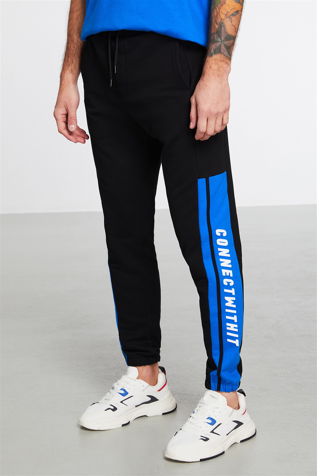 FINISH OFF Erkek Siyah Baskılı  Comfort Fit Eşofman Altı