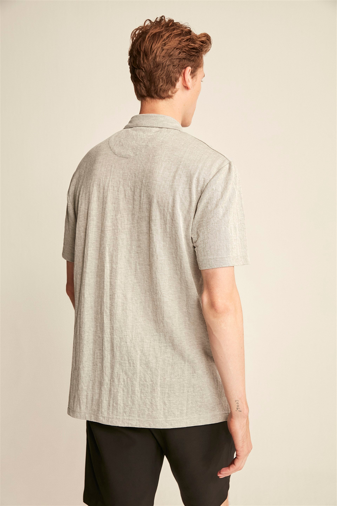 FINLEY Erkek Koyu Gri  Polo Yaka Oversize Polo Yaka T-shirt