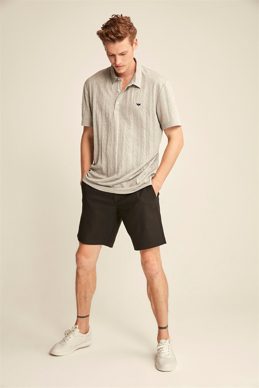 FINLEY Erkek Koyu Gri  Polo Yaka Oversize Polo Yaka T-shirt