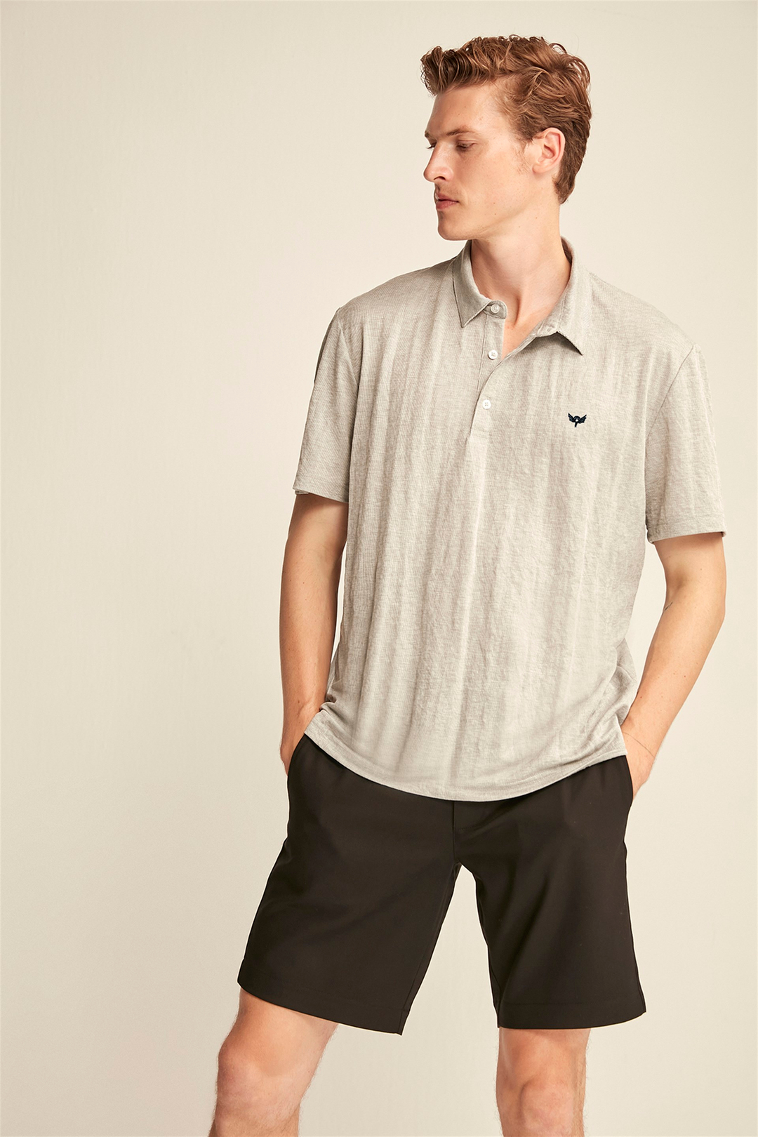 FINLEY Erkek Koyu Gri  Polo Yaka Oversize Polo Yaka T-shirt