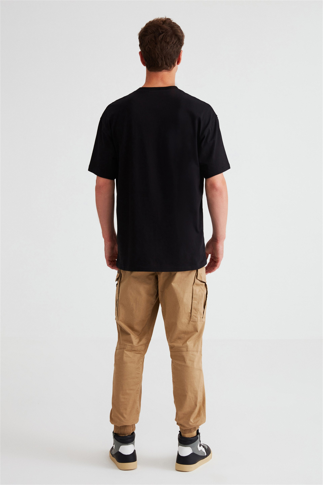 FLEX Erkek Siyah Baskılı Yuvarlak Yaka Oversize T-Shirt