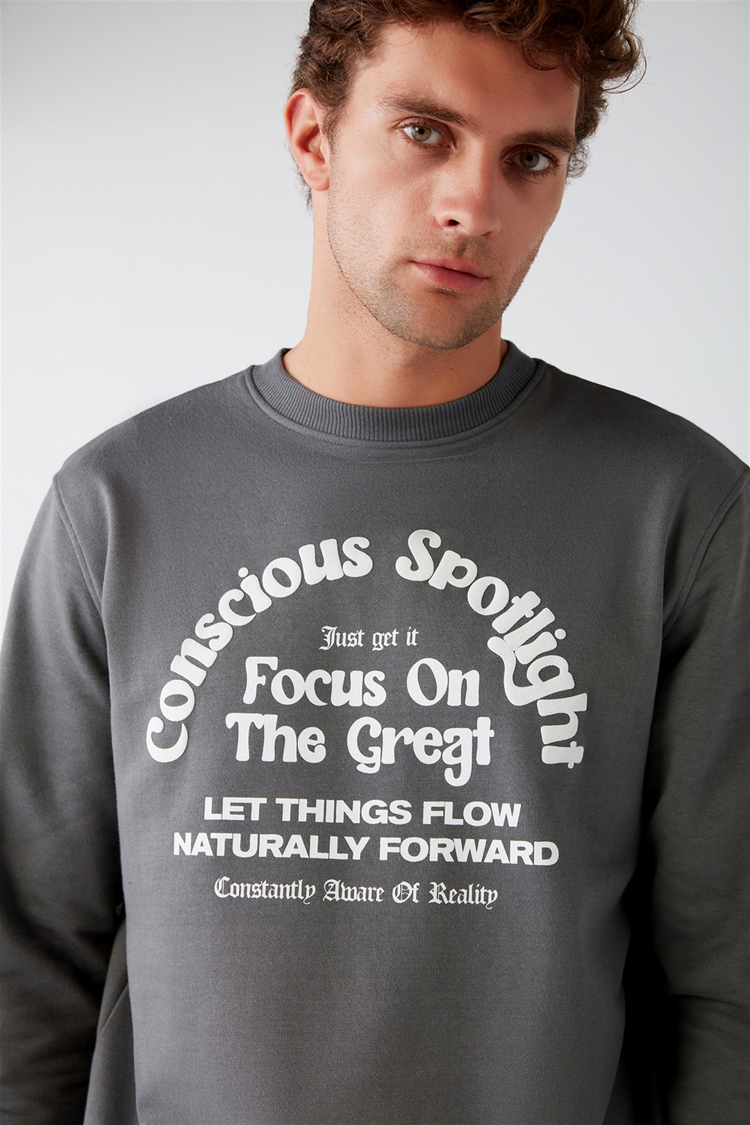 FLOW Örme Regular Gri  Sweatshirt